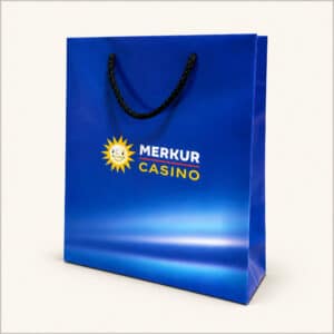 Niebieska torba reklamowa premium z logo Merkur Casino
