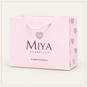 Pasteloróżowa torba prezentowa premium Miya Cosmetics ze srebrnym nadrukiem