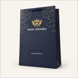 Granatowa torba premium Dom Whisky ze złotym herbem i wzorem