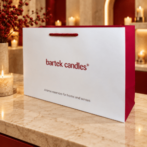 Biało-czerwona torba z logo Bartek Candles