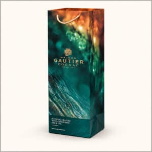 Ciemnoturkusowa torba premium na butelkę koniaku Gautier Cognac